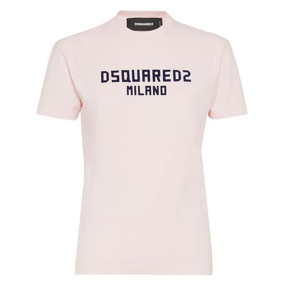 DSQUARED2 Milano Logo Cotton T-Shirt Women PINK & PURPLE T-Shirts & Tops